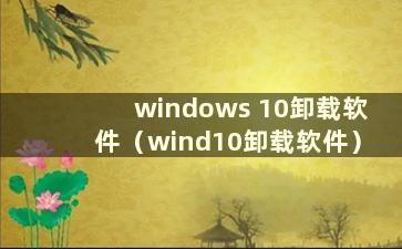 windows 10卸载软件（wind10卸载软件）